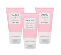 VANDINI Hydro Lot de 3 crèmes pour les mains pour femme 75 ml avec fleur de magnolia et lait d'amande - Crème nourrissante pour les mains pour peaux normales à sèches - Végétalien, sans parabène ni