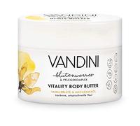 VANDINI Vitality Body Butter pour femme avec fleur de vanille et huile de macadamia - Crème pour le corps et crème pour le visage pour les peaux sèches et exigeantes - Crème hydratante végétalienne pour femme (1 x 200 ml)