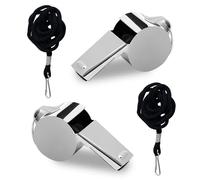 Vandomrise Lot de 2 Sifflets de Sport en Acier Inoxydable, Metal Sifflet à Roulette avec Cordon, Sifflet Fort et Net pour Les Entraîneurs, Les Arbitres et Les Officiels