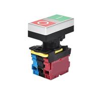 VaneAims - Double bouton poussoir LA36M, 22mm, réinitialisation momentanée, interrupteur à deux positions avec LED 12V 24V 220V 10A, interrupteur NO NC On Off(Silver edge,2NO2NC)