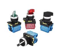 VaneAims - interrupteur rotatif LA36M, 22mm, avec lumière LED, 12V, 24V, 220V, sélecteur de bouton, 2 positions, 3, démarrage et arrêt