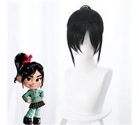 Vanellope Von Schweetz perruque de Cosplay prêle noire cheveux synthétiques épave il Ralph2 Costume de fête d'halloween perruques de jeu de rôle + casquette de perruque