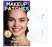 vaneria 8 PCS freckle glitter tattoo,Tatouage visage taches de rousseur pailletées,Avec autocollant pour le maquillage des yeux,Pour le maquillage du visage,Party Festivals(silver)