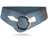 Vanessa & Melissa Frentree Ceinture élastique pour femmes, ceinture de 6 cm de large avec boucle dorée, ceinture stretch