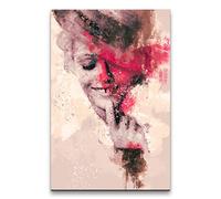Vanessa Paradis Tableau sur toile pour portrait d'art abstrait actrice et chapeau 60 x 90 cm