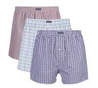 Vanever Boxer Homme, 100% Coton, Lot de 3, Calecons Hommes, Caleçon Américain, Rétro Undertwear Bouton Fly Rouge & Bleu Clair & Violet L