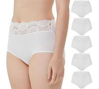 Vanever - Culottes lacées sous - vêtements pour Femmes, Culotte Taille Haute en Coton pour Femmes, culottecoton Doux Respirant, Lot de 5, Taille 16, crème