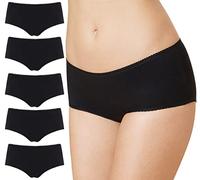 VANEVER Lot de 5 shorts pour femme en coton de qualité supérieure, extensibles et pur, respirants et confortables pour un usage quotidien, noir, taille 42