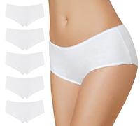 VANEVER Lot de 5 shorts pour femme en coton de qualité supérieure, extensibles et pur, respirants et confortables pour un usage quotidien, blanc, taille 42