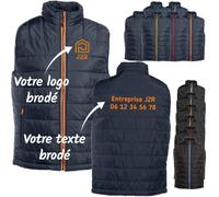 Vanevitch Bodywarmer personnalisée avec votre logo, vos nom d'entreprise, doudoune sans manche, chaude pour métier bâtiment, travaux, entreprise et artisan, travail exterieur, taille du S au 4XL