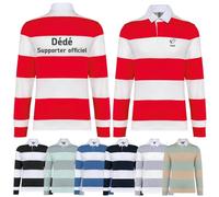 Vanevitch Polo de Rugby personnalisé avec Un prénom, nom de Club, Cadeau pour Homme et Femme, Polo rayé, Taille du XS au 4XL.