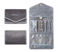 VanFn Rouleaux de bijoux, rouleau de rangement de bijoux de voyage, étui à bijoux pliable, sac de rangement de bijoux pour femmes pour bagues, colliers, montres, broches Série P. Travel