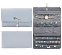 VanFn Rouleaux de bijoux, rouleau de rangement de bijoux de voyage, étui à bijoux pliable, sac de rangement de bijoux pour femmes pour bagues de voyage, colliers, boucles d'oreilles, bracelets