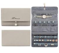 VanFn Rouleaux de bijoux, rouleau de rangement de bijoux de voyage, étui à bijoux pliable, sac de rangement de bijoux pour femmes pour bagues de voyage, colliers, boucles d'oreilles, bracelets