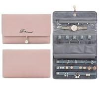 VanFn Rouleaux de bijoux, rouleau de rangement de bijoux de voyage, étui à bijoux pliable, sac de rangement de bijoux pour femmes pour bagues de voyage, colliers, boucles d'oreilles, bracelets