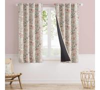 Vangao Lot de 2 rideaux occultants à motif floral pour chambre à coucher - 160 cm de long - Rideaux de campagne française rose pour enfants - Imprimé toile - Rideaux de ferme à isolation thermique