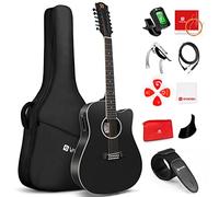 Vangoa 12 Cordes Guitare Électro Acoustique 41 pouces Dreadnought Douze Cordes de Guitare Kits avec EQ 4 bandes, Noir