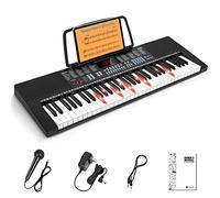 Vangoa Clavier de Piano 61 Lumineuses Mini touches Clavier électronique Piano avec microphone, 3 modes d'enseignement, 350 sons, 350 rythmes, 30 démos, Noir Visiter la boutique Vangoa