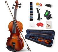 Vangoa Ensemble complet de violon 1/2 pour débutants, en épicéa pour enfants, kit de démarrage de violons acoustiques de taille moyenne avec côté en bois massif, étui rigide pour écoliers âgés de 6 à