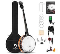 Vangoa Kit de banjo pour débutant 5 cordes avec tête Remo, résonateur en acajou, dos fermé, sac de qualité supérieure pour adultes, adolescents, débutants