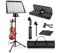 Vangoa Pupitre professionnel portable pour partitions de musique avec crochet pour violon, dossier pliable pour partitions de musique, support d'instruments de musique avec sac de transport, MD-3