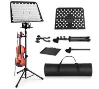 Vangoa Pupitre professionnel portable pour partitions de musique avec crochet pour violon, dossier pliable pour partitions de musique, support d'instruments de musique avec sac de transport, MD-3