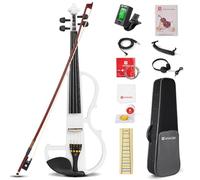 Vangoa Violon Électrique 4/4 Pratique Silencieuse Violon Pleine Grandeur pour Débutants Étudiants Adultes Adolescents avec Kits de Démarrage, Blanc