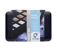 Vangogh Set de peinture aquarelle boîte de poche en plastique, 12 demi godets Spécialité Métallique et couleurs d'interférence Sélection