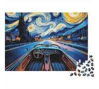 VanGoghStyleCarRide Puzzle 1000 Pièces Précis Adultes Activité D’intérieur Jeu Éducatif Fabriqué en Europe Matériau Écologique 52x38cm/1000pcs