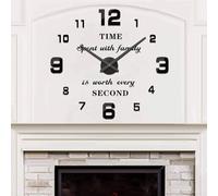 Vangold Modern Mute DIY Frameless Grande Horloge Murale 3D Mirror Sticker Metal Big Watches Décorations de Home Office-2 Ans de Garantie (Noir-22)