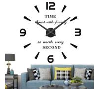 Vangold Modern Mute DIY Frameless Grande Horloge Murale 3D Mirror Sticker Metal Big Watches Décorations de Home Office-2 Ans de Garantie (Noir-73)