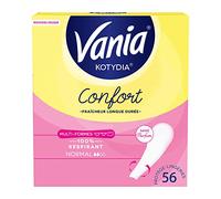 Vania - Protège-Slips Confort Normal Multi-Formes Sans Parfum (boîte de 56 pièces) - Protège-lingeries 100% respirants - Protection hygiénique avec sensation d'effet au sec, de confort et de fraîcheur