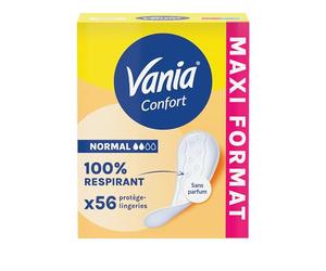 Vania Protège-Slips Confort Normal Sans Parfum, boîte de 28 pièces | Protège-lingeries 100% respirant et confortables, Protection hygiénique avec ajustement parfait et tenue optimale