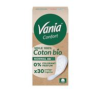 Vania Protège-slips Confort 100% coton bio sans parfum ni colorant - Normal x30