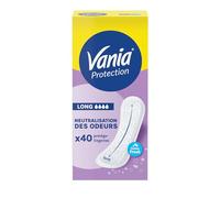Vania - Protège-Slips Protection Long Fresh (boîte de 40 pièces) - Protège-slips ultra absorbants avec zone allongée - Parfum léger et contrôle des odeurs jusqu’à 12h