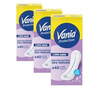 Vania - Protège-Slips Protection Long Fresh (boîte de 40 pièces) - Protège-slips ultra absorbants avec zone allongée - Parfum léger et contrôle des odeurs jusqu’à 12h (Lot de 3)