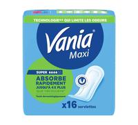 Vania Serviettes Hygiéniques Maxi Super, paquet de 16 pièces