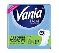Vania - Serviettes Maxi Confort Super (lot de 5 paquets de 16 pièces) - Serviettes avec forme anatomique et cœur bombé absorbant - Protection hygiénique avec voile extra doux