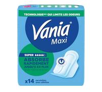 Vania Serviettes hygiéniques Maxi Confort Super Plus cœur bombé absorbant voile extra doux boîte 14