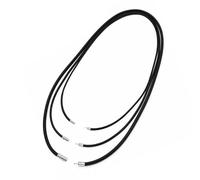 Vaniika Lot de 3 cordons de collier en cuir tressé Noir 45/50/70 cm | Trois longueurs de cordon noir avec fermoirs métalliques pour pendentifs, superposition et projets de bijoux compatibles