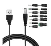 Vaniika Universel Convertisseur Câble, 1 M USB DC 5V Vers 5.5 X 2.1mm | CâBle D'Alimentation Usb Vers Cc Universel, CâBle De Charge Usb Avec 13 Connecteurs Pour Routeur Rasoir CaméRa