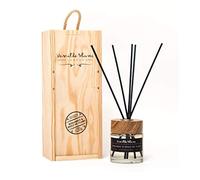 Vanilla Blanc Diffuseur de Roseau Naturel encastré dans Une boîte Cadeau en Bois Signature - Bergamote et Huile d'ylang, Taille Unique