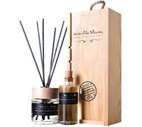Vanilla Blanc Diffuseur de roseaux naturel emballé dans une boîte-cadeau en bois fabriquée à la main avec recharge de 200 ml (Grenade et vanille givrée)