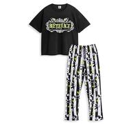 Vanilla Underground Beetlejuice Ensemble pyjama graphique pour femmes | Vêtements de nuit à manches courtes et longues | Logo Graphique Vêtements de nuit | Beetlejuice Pyjama pour femme en multicolore