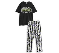 Vanilla Underground Beetlejuice Ensemble Pyjama Noir Homme | Pyjama à Manches Courtes et Jambes Longues avec Logo pour Hommes | Vêtements de Nuit avec Logo de Film Classique