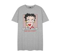 Vanilla Underground Betty Boop Chemise de nuit grise à manches courtes | IVY PARK - Vêtement de nuit décontracté à col rond | Nuisette en coton mélangé graphique Oop-A-Doop | Thème personnage de