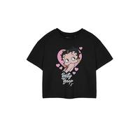 Vanilla Underground Betty Boop T-Shirt Court Noir à Manches Courtes | Tee-Shirt Graphique Coeur | Haut à col Rond avec Personnage de Dessin animé