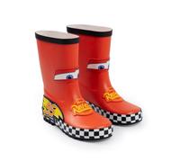 Vanilla Underground Bottes Wellington rouges Lightning McQueen de Cars | Chaussures imperméables en caoutchouc pour garçons avec semelle à damier et motif