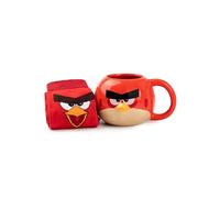 Vanilla Underground - Ensemble Tasse et Chaussettes Angry Birds | Tasse en Céramique Rouge 360 ml, Chaussettes Mi-Mollet Rouge Unisexe avec Personnage Red J. Bird
