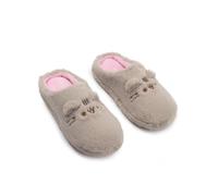 Vanilla Underground Pantoufles Pusheen taupe pour filles | Doublure polaire rose, oreilles 3D et visage brodé | Chaussures à l'effigie d'un personnage de dessin animé, idéales pour la maison